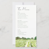 Carte de menu Mariage Watercolor Green Winery Vine (Devant)