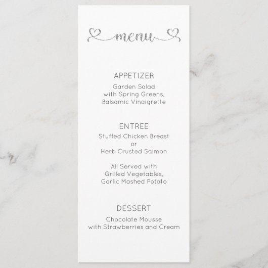 Carte de menu, Menu de mariage, Dîner, Déjeuner (Devant)
