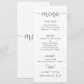 Carte de menu, Menu de mariage, Dîner, Déjeuner (Devant / Derrière)