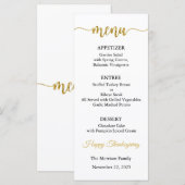 Carte de menu, Menu de Thanksgiving, Dîner, Déjeun (Devant / Derrière)