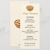 Carte de menu, Menu de Thanksgiving, Dîner, Déjeun (Devant / Derrière)