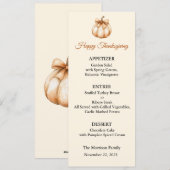 Carte de menu, Menu de Thanksgiving, Dîner, Déjeun (Devant / Derrière)