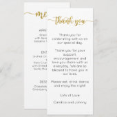 Carte de menu Merci, Carte de menu de remerciement (Devant / Derrière)
