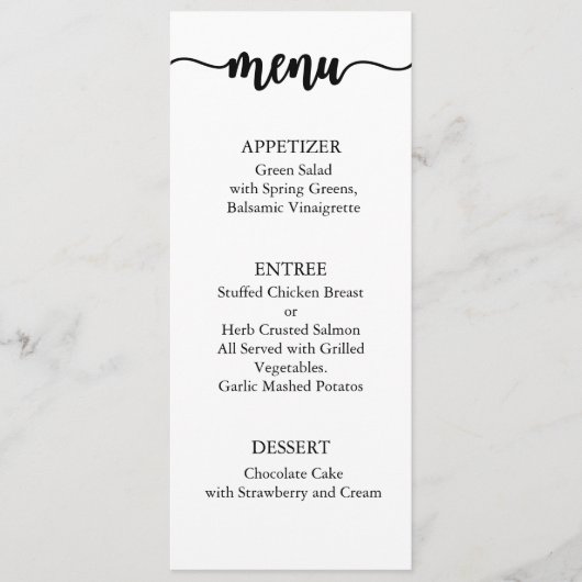 Carte de menu Merci, Merci de menu de réception (Devant)