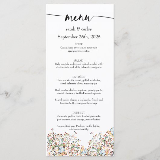 Carte de menu minimaliste élégante (Devant)