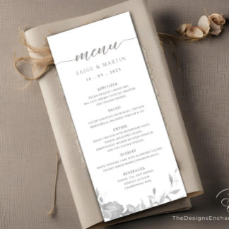 Carte de menu minimaliste Mariage Boho Floral Simp