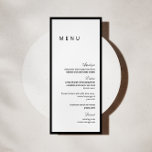 Carte de menu minimaliste Mariage de calligraphie<br><div class="desc">Elégante calligraphie noir et blanc carte de menu plat mariage.</div>