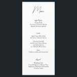 Carte de menu minimaliste Mariage noir blanc<br><div class="desc">Améliorez les paramètres de votre table avec cette carte de menu minimaliste mariage noir et blanc. Doté d'une typographie propre et d'un design intemporel, cette carte présente vos options de repas d'accueil avec style. Entièrement personnalisable, il est parfait pour les thèmes mariages modernes, à cravate noire ou sobre. Un détail...</div>