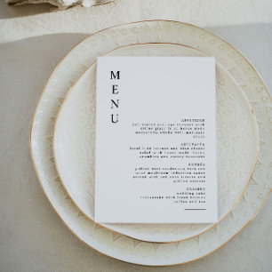 Carte de menu minimaliste moderne épurée simple