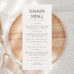 Carte de menu minimaliste moderne et élégant<br><div class="desc">Menu moderne & élégant mariage, fête ou anniversaire. Un design élégant en noir et blanc ou toute couleur arrière - plan que vous choisissez. Cliquez simplement sur le lien personnaliser plus loin, affiché sous la zone de personnalisation du texte à droite, et choisissez votre arrière - plan de couleur personnalisé....</div>