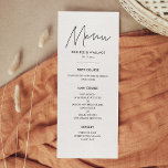 Carte de menu minimaliste moderne mariage<br><div class="desc">Moderne,  simple et propre : adoptez ce design minimaliste écrit à la main pour votre papeterie mariage. Couleurs entièrement personnalisables.</div>