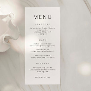 Carte de menu Minimaliste Simple Font Wedding