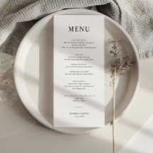 Carte de menu minimaliste simple Mariage