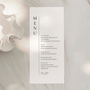 Carte de menu minimaliste simple Mariage