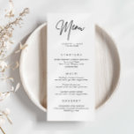 Carte de menu minimaliste simple Mariage<br><div class="desc">Conçue pour coordonner avec notre collection Minimaliste All In One, cette carte de menu mariage personnalisable est dotée d'une disposition simple et propre, avec une police classique. Pour une personnalisation plus avancée de cette conception, par exemple la modification de la disposition, de la police ou de la taille du texte,...</div>