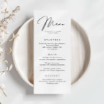 Carte de menu minimaliste simple Mariage<br><div class="desc">Conçue pour coordonner avec notre collection Minimaliste All In One, cette carte de menu mariage personnalisable est dotée d'une disposition simple et propre, avec une police classique. Pour une personnalisation plus avancée de cette conception, par exemple la modification de la disposition, de la police ou de la taille du texte,...</div>