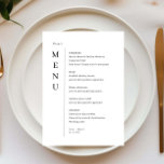 Carte de menu minimaliste simple Mariage<br><div class="desc">Conçue pour coordonner avec notre collection de menus minimalistes, cette carte de menu mariage personnalisable est dotée d'une disposition simple et propre, avec une police classique. Pour une personnalisation plus avancée de cette conception, par exemple la modification de la disposition, de la police ou de la taille du texte, cliquez...</div>