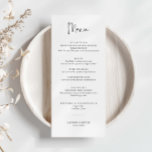 Carte de menu minimaliste simple Mariage<br><div class="desc">Conçue pour coordonner avec notre collection Minimaliste All In One, cette carte de menu mariage personnalisable est dotée d'une disposition simple et propre, avec une police classique. Pour une personnalisation plus avancée de cette conception, par exemple la modification de la disposition, de la police ou de la taille du texte,...</div>