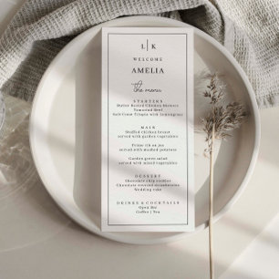 Carte de menu minimaliste simple Mariage