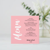 Carte de menu moderne Blush Pink Plat (Debout devant)