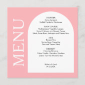 Carte de menu moderne Blush Pink Plat (Devant)