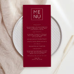 Carte de menu moderne et élégante en Bourgogne<br><div class="desc">Menu moderne & élégant mariage, fête ou anniversaire. Un design élégant en bordeaux et blanc ou toute couleur arrière - plan que vous choisissez. Cliquez simplement sur le lien personnaliser plus loin, affiché sous la zone de personnalisation du texte à droite, et choisissez votre arrière - plan de couleur personnalisé....</div>