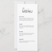 Carte de menu moderne et message de remerciement (Dos)