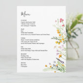 Carte de menu moderne Fleurs des champs avec monog (Debout devant)