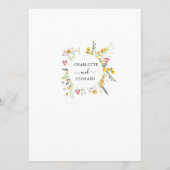 Carte de menu moderne Fleurs des champs avec monog (Dos)