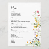 Carte de menu moderne Fleurs des champs avec monog (Devant)