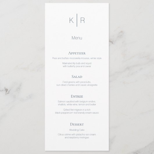 Carte de menu moderne Midnight Blue White Mariage (Devant)