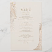 Carte de menu moderne Simple Palm Feuilles (Devant)