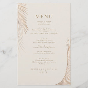 Carte de menu moderne Simple Palm Feuilles
