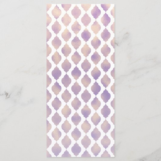 Carte de menu moderne violet or & blanc marocain (Dos)