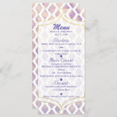 Carte de menu moderne violet or & blanc marocain (Devant / Derrière)