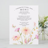 carte de menu modifiable à fleurs aquarelle (Debout devant)
