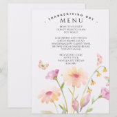 carte de menu modifiable à fleurs aquarelle (Devant / Derrière)