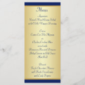Carte de menu Monogram Blue, Gold Floral (Dos)
