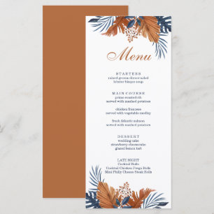 Carte de Menu Monstera Bleu Minuit Rustique
