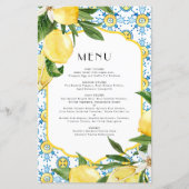 Carte de menu Motif méditerranéenne citron Aquarel (Devant)