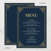 Carte de menu Navy Gold pour soirée d'anniversaire