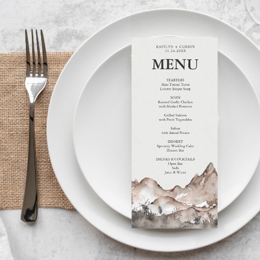 Carte de menu Neutre Tone Mountain