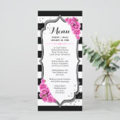 Carte de menu Noir Blanc Argent Rose (Debout devant)