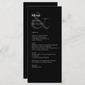 Carte de menu noir blanc moderne (Devant / Derrière)