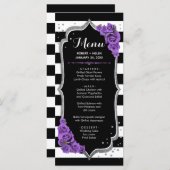 Carte de menu noir violet blanc argent (Devant / Derrière)