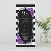 Carte de menu noir violet blanc argent (Debout devant)