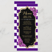 Carte de menu noir violet or (Devant / Derrière)