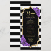 Carte de Menu Noir Violet Or (Devant / Derrière)