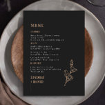 Carte de menu noire minimaliste moderne Foliting<br><div class="desc">Invitations invités à votre mariage avec cette carte de menu simple et moderne personnalisable, qui dispose d'une police propre sur l'arrière - plan de charbon de bois. Cette invitation est parfaite pour toute saison. Pour une personnalisation plus avancée de cette conception, par exemple la modification de la disposition, de la...</div>