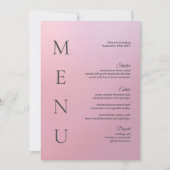 Carte de menu Ombre Mariage rose 5x7" (Devant)